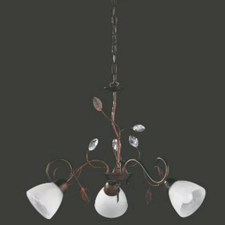 Lámpara de techo colgante Traditio 3 luces 3xE14 acabado marrón oxido estilo rústico 70cm Ø