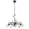 Lámpara de techo colgante Traditio 5 luces 5xE14 acabado metal óxido cristal imitación alabastro estilo rústico 70cm Ø