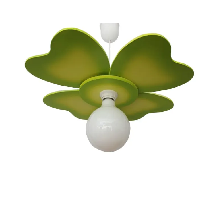 Lámpara de techo colgante Trébol 1xE27 acabado madera verde estilo infantil 49cm Ø