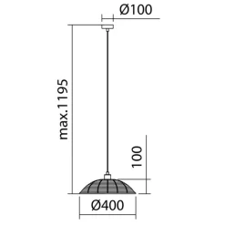 Lámpara de techo colgante Trenza 1xE27 acabado rattán natural estilo nórdico 40cm Ø