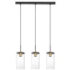 Lámpara de techo colgante Triel 3 luces lineal 3xE27 acabado metal negro cristal transparente estilo vintage