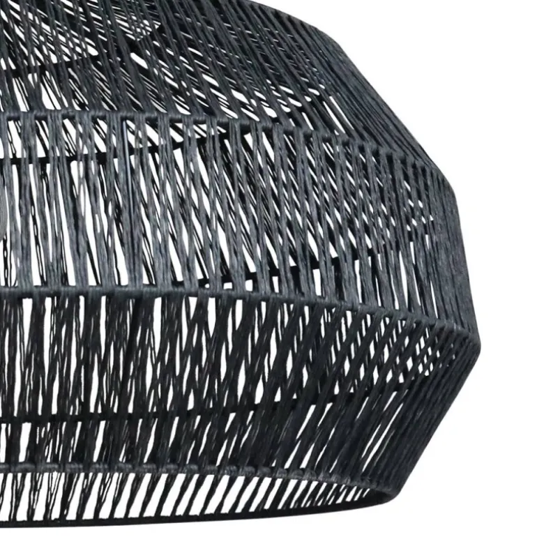 Lámpara de techo colgante Yeah 1xE27 acabado fibras naturales negro estilo rústico 60cm Ø