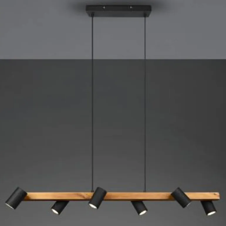 Lámpara Lineal Marley 6l madera/negro