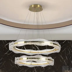 Lámpara Lira Oro 2 Aros Dimable