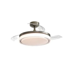 Ventilador de techo Aneto cuero LED 45w 3CCT acabado oro envejecido estilo moderno aspas plegables motor DC 106cm Ø