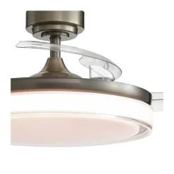 Ventilador de techo Aneto cuero LED 45w 3CCT acabado oro envejecido estilo moderno aspas plegables motor DC 106cm Ø