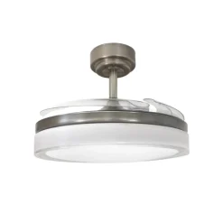 Ventilador de techo Aneto níquel LED 72w 3CCT acabado níquel estilo moderno aspas plegables motor DC 106cm Ø