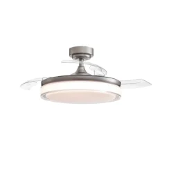 Ventilador de techo Aneto níquel LED 45w 3CCT acabado níquel estilo moderno aspas plegables motor DC 106cm Ø