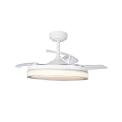Ventilador de techo Aneto V blanco LED integrado 72w 3CCT acabado blanco estilo moderno aspas plegables motor DC 106cm Ø