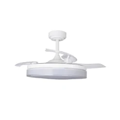 Ventilador de techo Aneto V blanco LED integrado 72w 3CCT acabado blanco estilo moderno aspas plegables motor DC 106cm Ø