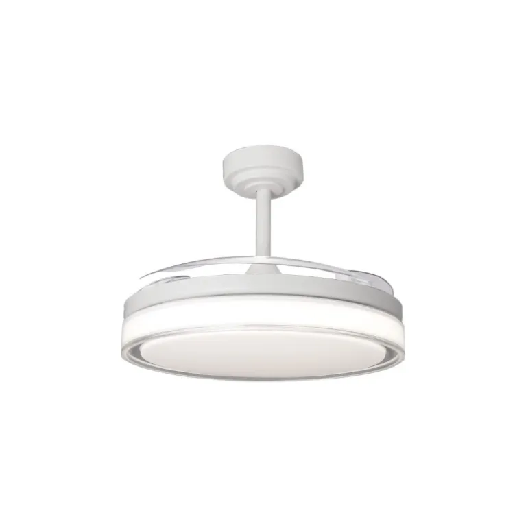 Ventilador de techo Aneto V blanco LED integrado 72w 3CCT acabado blanco estilo moderno aspas plegables motor DC 106cm Ø