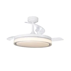 Ventilador de techo Aneto V blanco LED integrado 72w 3CCT acabado blanco estilo moderno aspas plegables motor DC 106cm Ø