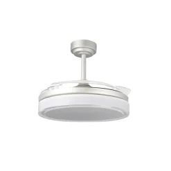 Ventilador de techo Aneto V gris LED integrado 72w 3CCT acabado gris estilo moderno aspas plegables motor DC 106cm Ø