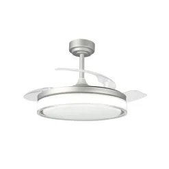 Ventilador de techo Aneto V gris LED integrado 72w 3CCT acabado gris estilo moderno aspas plegables motor DC 106cm Ø