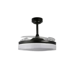 Ventilador de techo Aneto V negro LED integrado 72w 3CCT acabado negro estilo moderno aspas plegables motor DC 106cm Ø