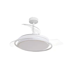 Ventilador de techo Antila blanco LED 60w 3CCT acabado blanco estilo moderno aspas plegables motor DC 106cm Ø