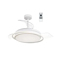 Ventilador de techo Antila blanco LED 60w 3CCT acabado blanco estilo moderno aspas plegables motor DC 106cm Ø