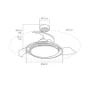 Ventilador de techo Antila Mini blanco LED 40w 3CCT acabado blanco estilo moderno aspas plegables motor DC 92cm Ø
