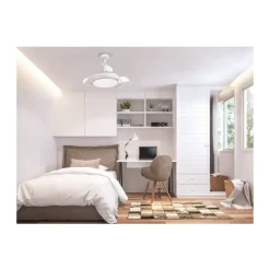 Ventilador de techo Antila Mini blanco LED 40w 3CCT acabado blanco estilo moderno aspas plegables motor DC 92cm Ø