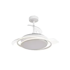 Ventilador de techo Antila Mini blanco LED 40w 3CCT acabado blanco estilo moderno aspas plegables motor DC 92cm Ø