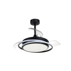 Ventilador de techo Antila Mini negro LED 40w 3CCT acabado negro estilo moderno aspas plegables motor DC 92cm Ø