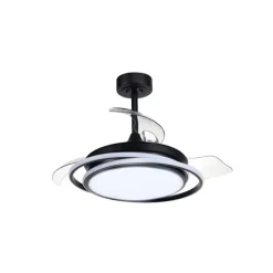 Ventilador de techo Antila Mini negro LED 40w 3CCT acabado negro estilo moderno aspas plegables motor DC 92cm Ø