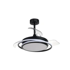 Ventilador de techo Antila Mini negro LED 40w 3CCT acabado negro estilo moderno aspas plegables motor DC 92cm Ø