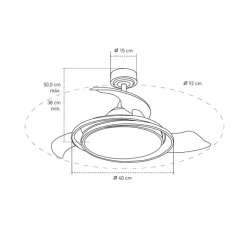 Ventilador de techo Antila Mini plata LED 40w 3CCT acabado plata estilo moderno aspas plegables motor DC 92cm Ø