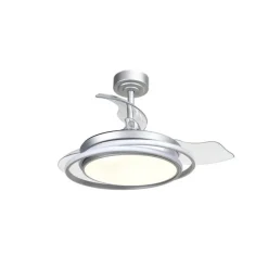 Ventilador de techo Antila Mini plata LED 40w 3CCT acabado plata estilo moderno aspas plegables motor DC 92cm Ø