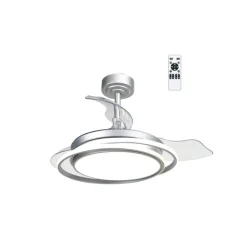 Ventilador de techo Antila Mini plata LED 40w 3CCT acabado plata estilo moderno aspas plegables motor DC 92cm Ø