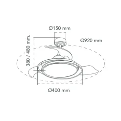 Ventilador de techo Antila Mini RGB negro LED 45w 3CCT acabado negro estilo moderno aspas plegables motor DC 92cm Ø