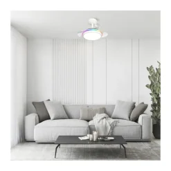 Ventilador de techo Antila Mini XS RGB blanco LED 40W 3CCT acabado blanco estilo moderno aspas plegables motor DC 55cm Ø