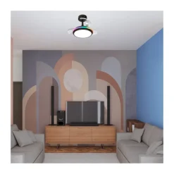 Ventilador de techo Antila Mini XS RGB negro LED 40w 3CCT acabado negro estilo moderno aspas plegables motor DC 55cm Ø