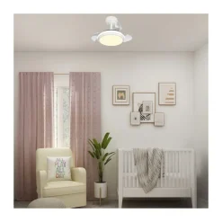Ventilador de techo Antila Mini XXS blanco LED 35w 3CCT acabado blanco estilo moderno aspas plegables motor DC 55cm Ø
