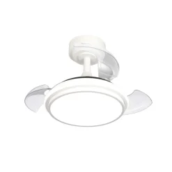 Ventilador de techo Antila Mini XXS blanco LED 35w 3CCT acabado blanco estilo moderno aspas plegables motor DC 55cm Ø