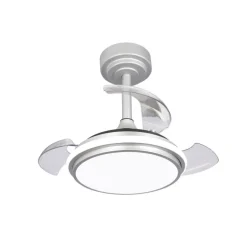 Ventilador de techo Antila Mini XXS plata LED 35w 3CCT acabado plata estilo moderno aspas plegables motor DC 55cm Ø
