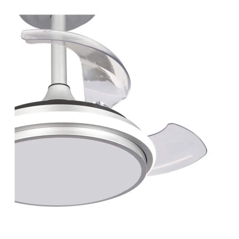 Ventilador de techo Antila Mini XXS plata LED 35w 3CCT acabado plata estilo moderno aspas plegables motor DC 55cm Ø