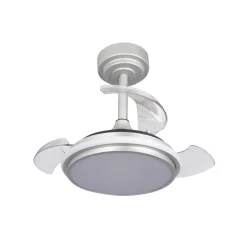Ventilador de techo Antila Mini XXS plata LED 35w 3CCT acabado plata estilo moderno aspas plegables motor DC 55cm Ø
