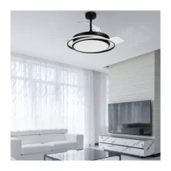 Ventilador de techo Antila negro LED 60w 3CCT acabado negro estilo moderno aspas plegables motor DC 106cm Ø