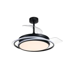 Ventilador de techo Antila negro LED 60w 3CCT acabado negro estilo moderno aspas plegables motor DC 106cm Ø