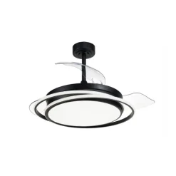 Ventilador de techo Antila negro LED 60w 3CCT acabado negro estilo moderno aspas plegables motor DC 106cm Ø