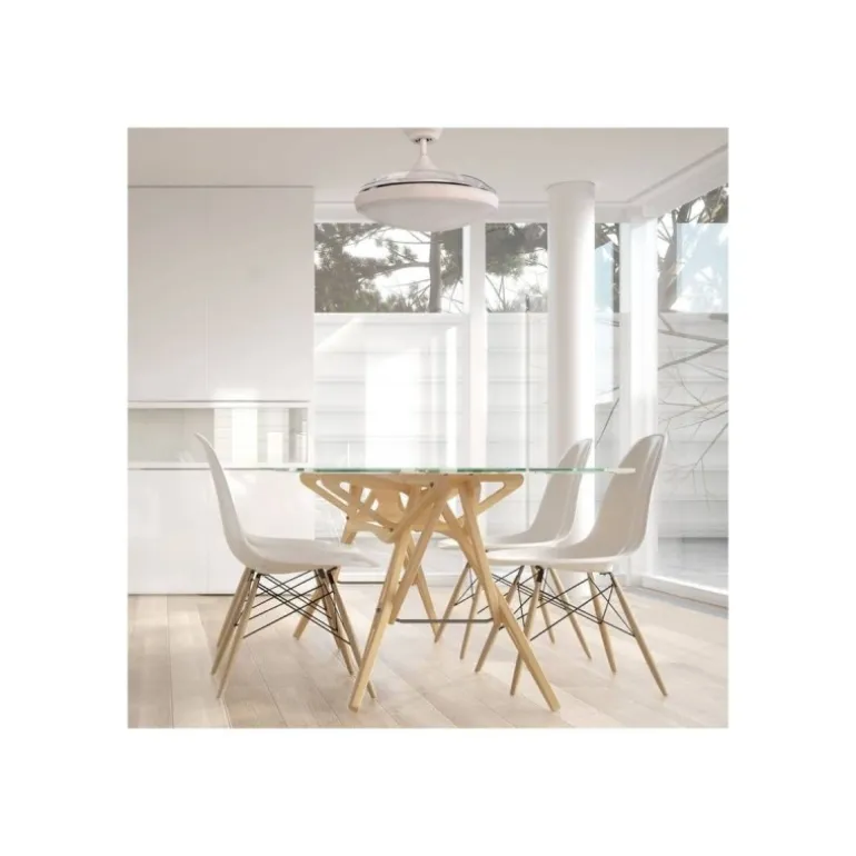 Ventilador de techo Anubis blanco LED 36w 3CCT acabado blanco estilo moderno aspas plegables motor DC 107cm Ø DC