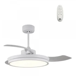 Ventilador de techo Areca blanco LED 45w 3CCT acabado blanco estilo moderno aspas plegables motor DC 106cm Ø
