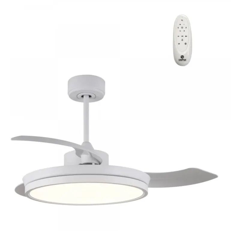 Ventilador de techo Areca blanco LED 45w 3CCT acabado blanco estilo moderno aspas plegables motor DC 106cm Ø