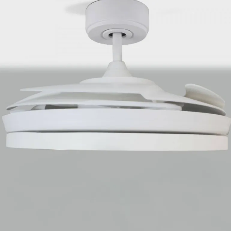 Ventilador de techo Areca blanco LED 45w 3CCT acabado blanco estilo moderno aspas plegables motor DC 106cm Ø