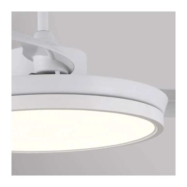 Ventilador de techo Areca blanco LED 45w 3CCT acabado blanco estilo moderno aspas plegables motor DC 106cm Ø