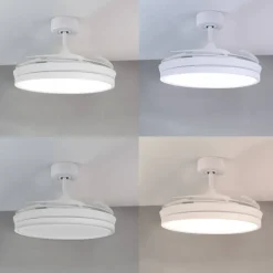 Ventilador de techo Areca blanco LED 45w 3CCT acabado blanco estilo moderno aspas plegables motor DC 106cm Ø