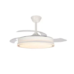 Ventilador de techo Aria blanco LED integrado 45w 3CCT acabado blanco estilo moderno aspas plegables motor DC 106cm Ø
