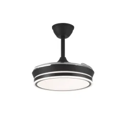 Ventilador de techo Aria Mini negro LED 39w 3CCT acabado negro estilo moderno aspas plegables motor DC 92cm Ø