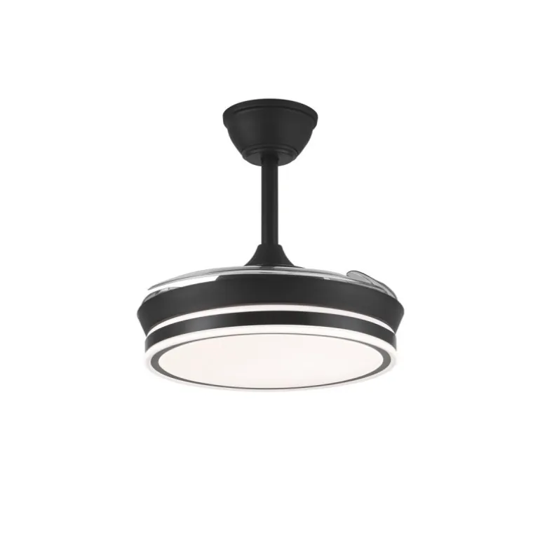 Ventilador de techo Aria Mini negro LED 39w 3CCT acabado negro estilo moderno aspas plegables motor DC 92cm Ø